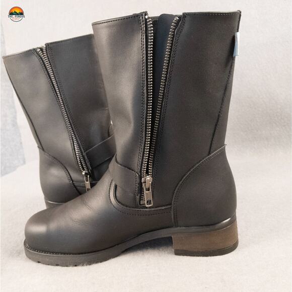 NWT Mellow Walk Vanessa Biker Boots Black Mid-Calf Leather 412109 Women's Sz 8D - Picture 11 of 15